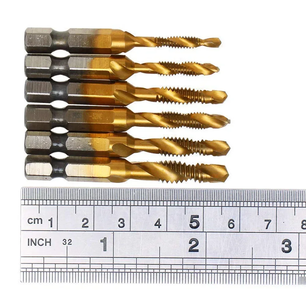 Vástago Hexagonal de acero de alta velocidad, grifo compuesto tres en uno, perforación, roscado y biselado, máquina en espiral integrada