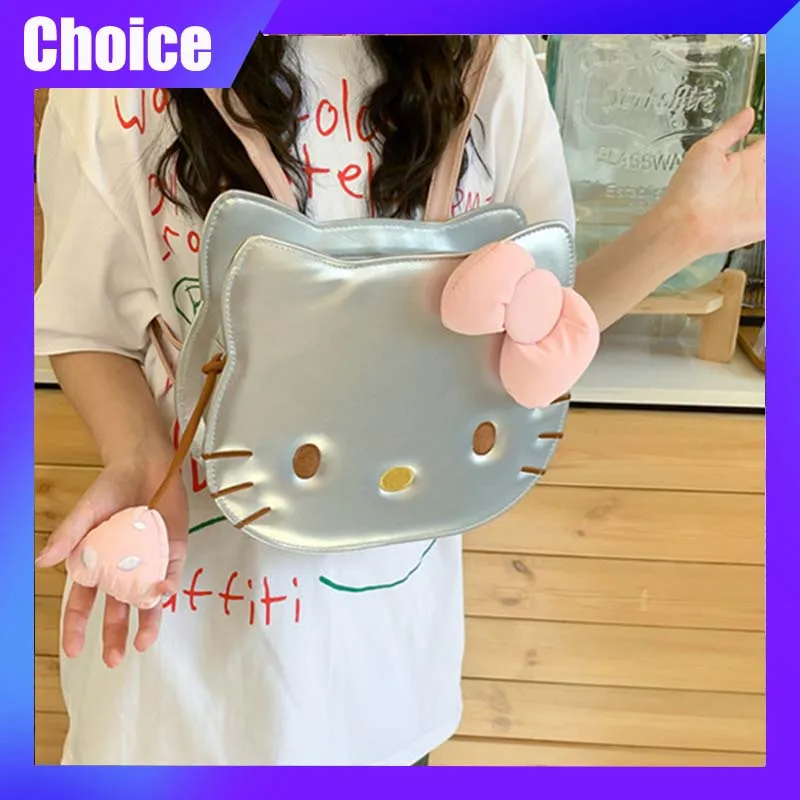 

Sanrio Hellokitty Backpack Cartoon KT Cat Backpack Casual Fashion Trends Cute Large Capacity Shaped Women Bag Birthday Gift