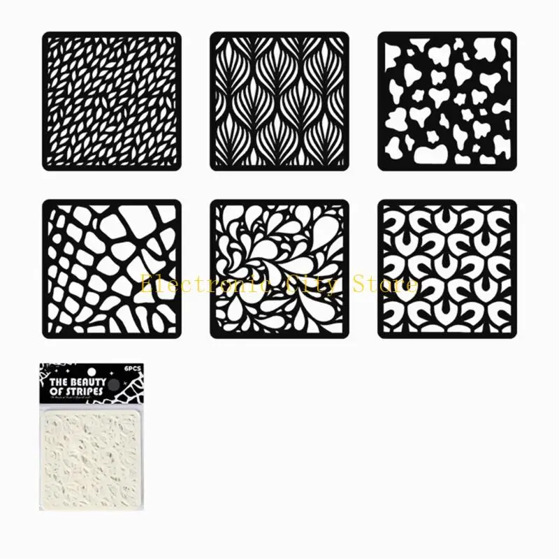 6 PCS Hollow Out PEINTURE POCHEMENTS FORMES MODÈLES DROIS MODEAUX PORCONS HU8D