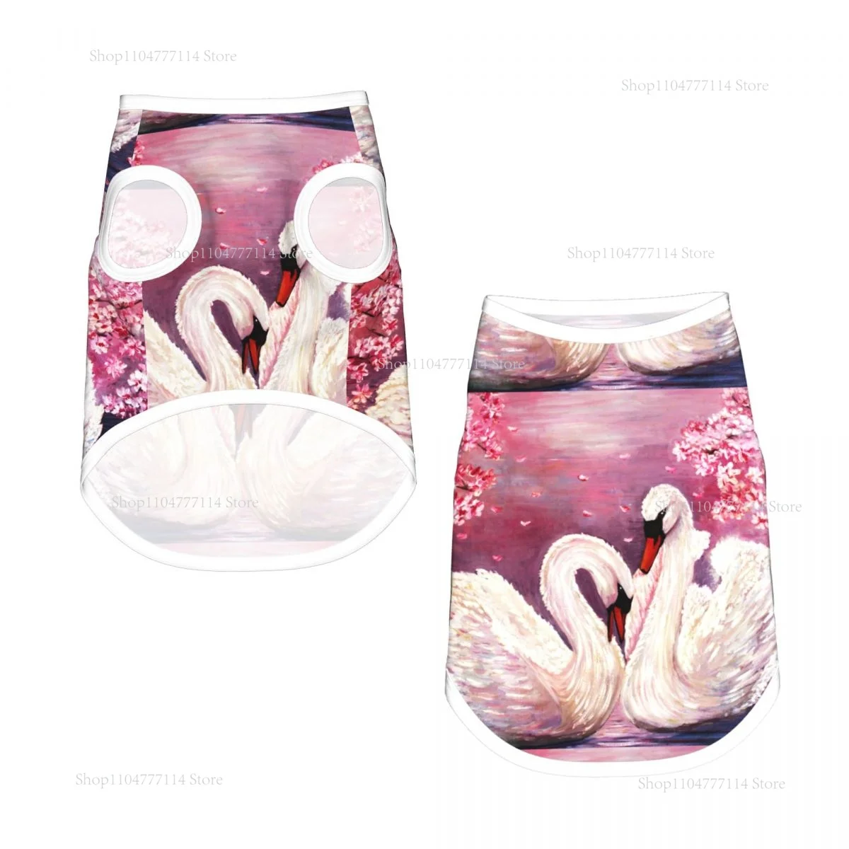 Ropa de verano para perros y gatos, chalecos transpirables para perros, chaleco para cachorros y gatos, Chihuahua, cisne, flores rosas, pintura al óleo, camisas deportivas para Pug
