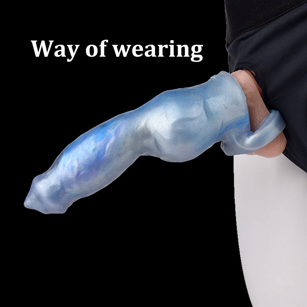 QKKQ Fantasy Penis Sheath Dog Knot Dildo Silicone Monster Penis Enlargement And Extender Sex Toys For Men Male Masturbator 18+