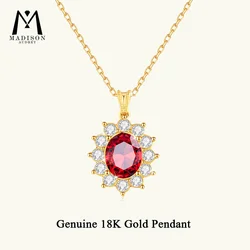 Au750 Necklace Real 18K Gold Princess Diana of Wales Pendant Fine Jewelry Wedding Anniversary Gift for Women