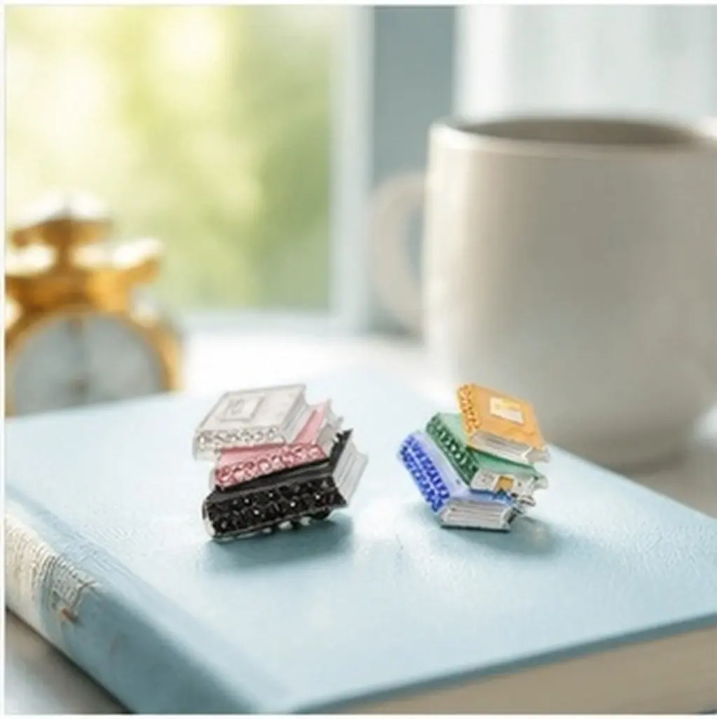 2Pcs Book Brooch Bright Enamel Coated Stacked Books Teacher Appreciation Reading Lover Back to School Gift Book Page Brooch