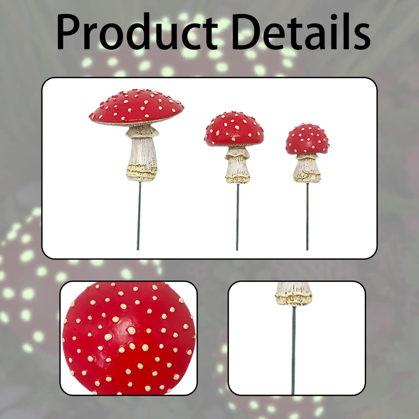 

3x мини-фигурки грибов, садовые колья, кашпо для двора, имитация украшений