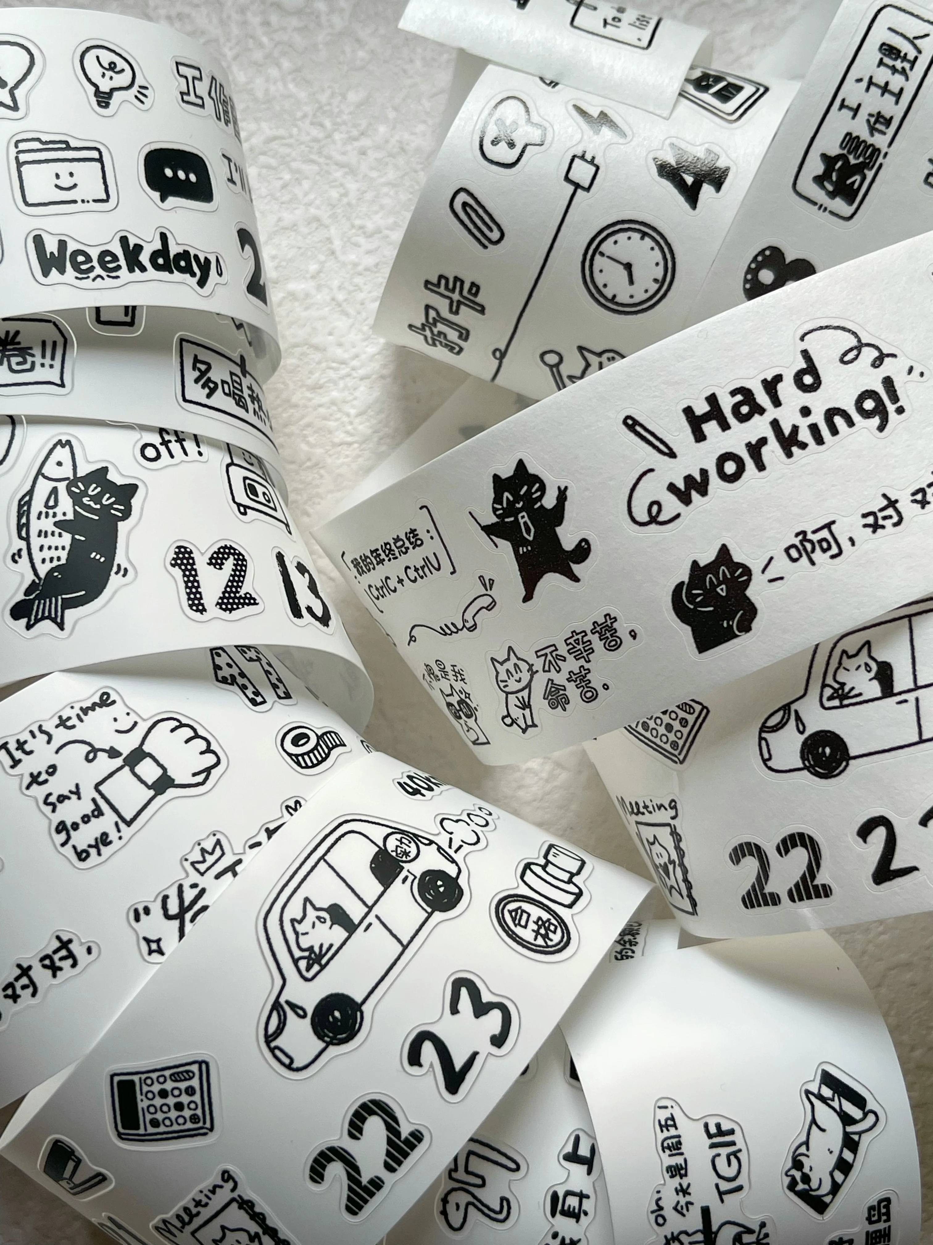 Xiami Original Daily Phrase Text Element Washi Tape Washi Paper Matte PET Synthetic Paper Full Roll for Journal Scrapbooking