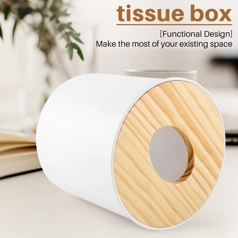 Wooden Cover Round Roll Paper Tissue Tube Household Removable Mini Wooden Tissue Box