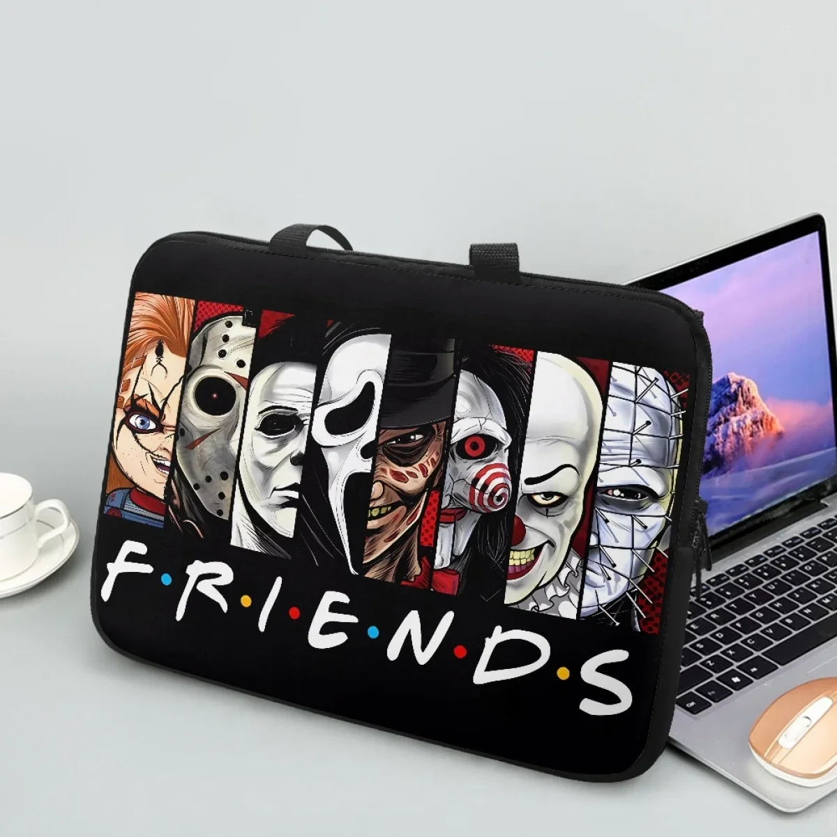 

Horror Movie Killer TV Friends Print Laptop Bag Sleeve Case Computer Protective Shoulder Carrying Case For Multi Sizes Handbags