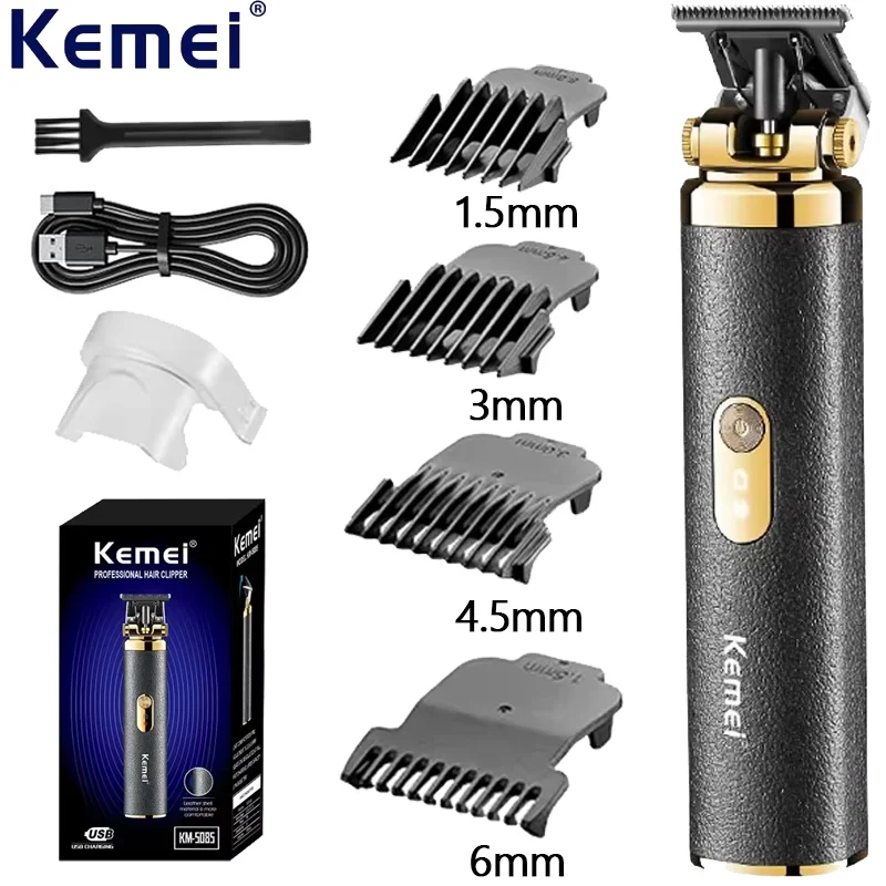 Kemei KM-5085 Rechargeable Waterproof Body Beard Trimmer Hair Clippers Cordless Barber Grooming Set Hair Trimmer for Men Clipper