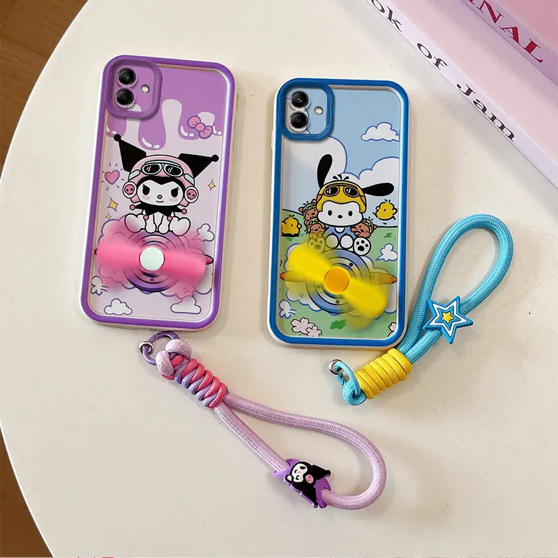 3D Kuromi Cartoon Phone Case For Xiaomi Redmi A1 A2 13C 12 10A 10 9C 9A 9i 9AT 13R Tom Jerry Rotatable Funny Wrist Strap Cover