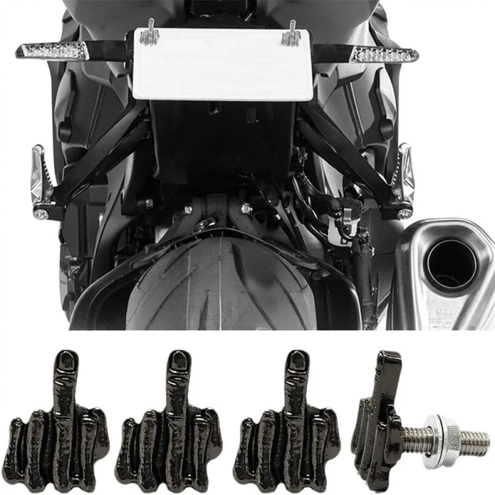 Funny Middle Finger Design License Plate Bolts Stainless Steel Car Exterior Fasteners Personalized Styling Accessories