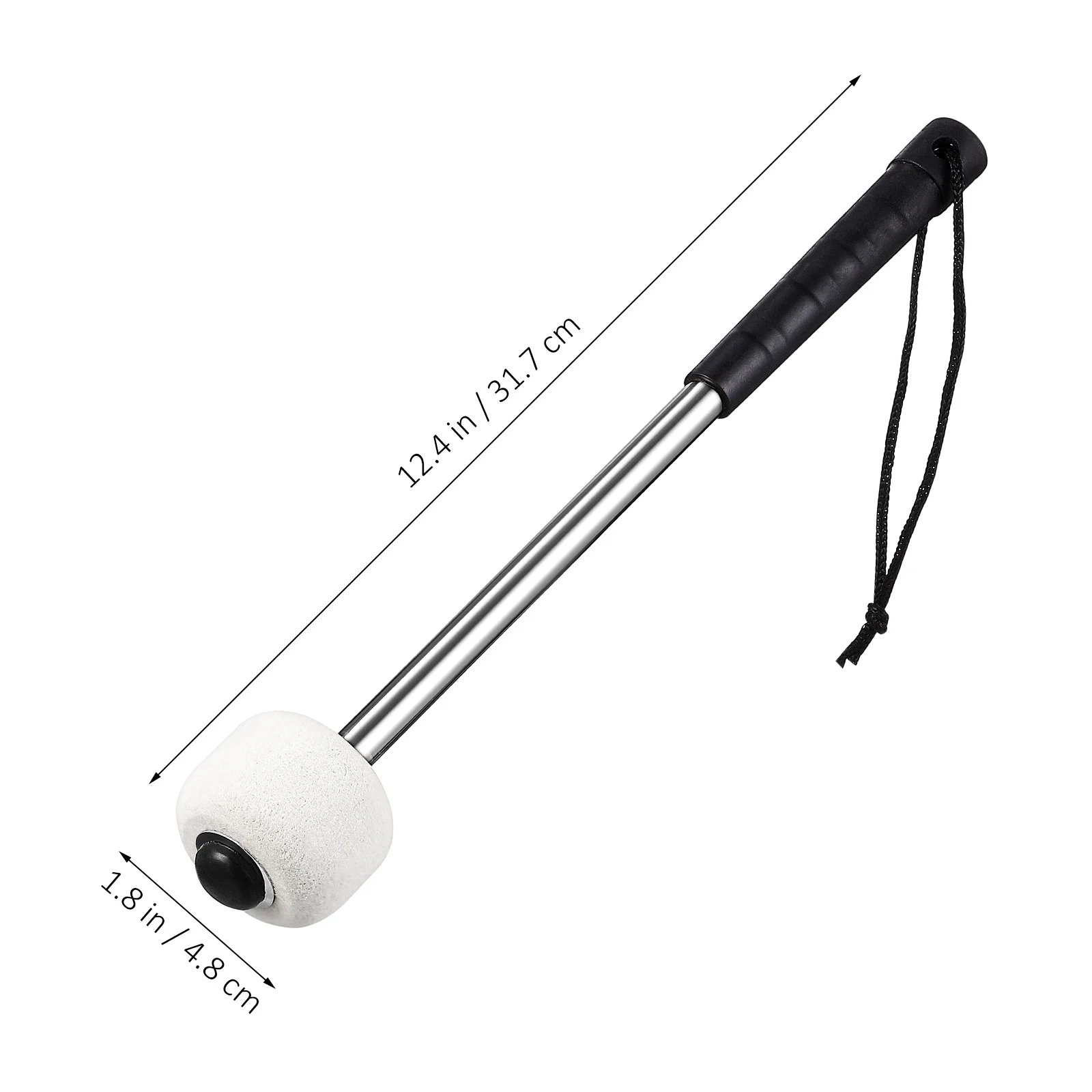 

2Pcs Portable Drumsticks Stainless Steel Handle Soft Wool Felt Head Lightweight Impact Resistant Percussion Tools for Student