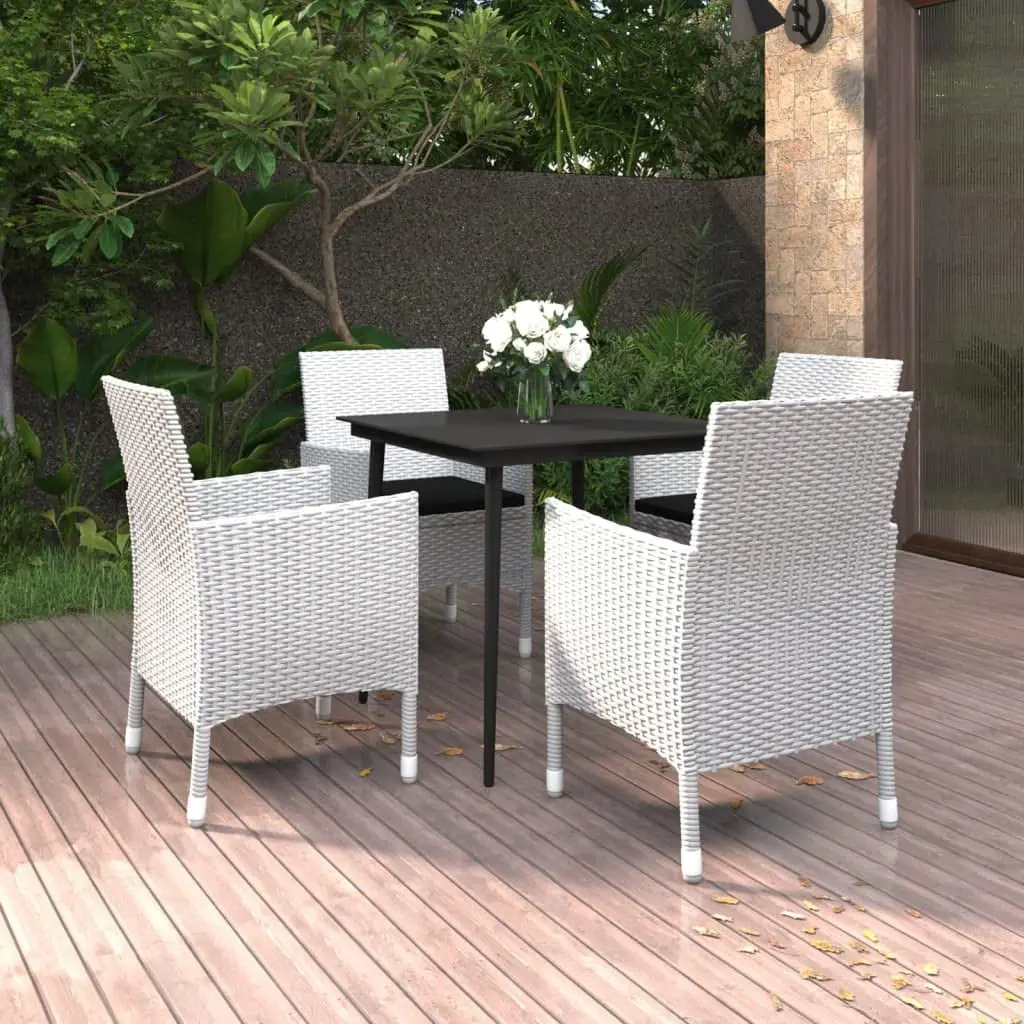 5-Piece Outdoor Dining Set Square Table & 4 Cushioned Chairs Weather-Resistant PE Rattan Patio Furniture for Garden, Customized