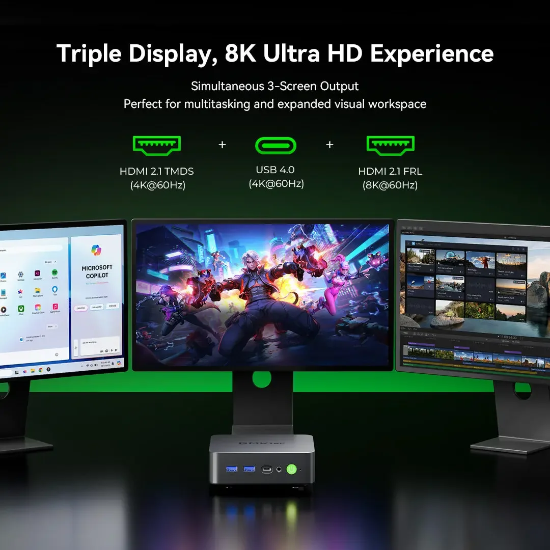 GMKtec K17 Intel Ultra 5 226V/K17 Plus Ultra 7 258V LPDDR5 16GB 32GB 2XM.2 2280 SSD WIFI6E BT5.2 External Dock Supported Mini PC
