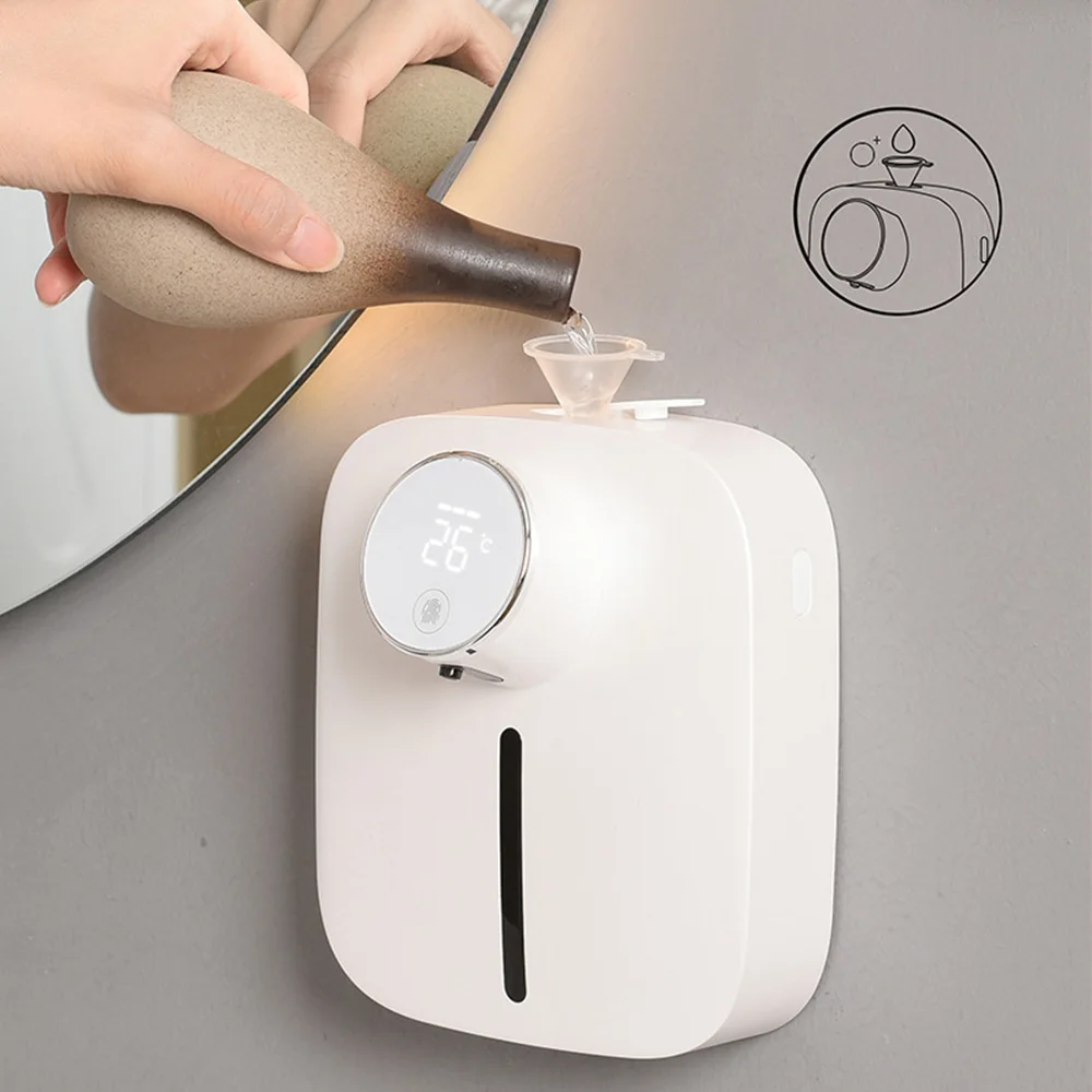 Dispensador automático de jabón de pared, Sensor infrarrojo multifuncional, pantalla Digital LED, espuma sin contacto, recargable por USB