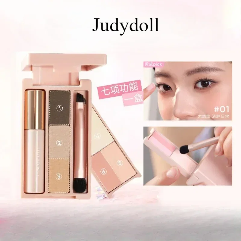 Judydoll All In One Multi functional Eyeshadow Eyebrow Eyeliner Blusher Highlight Face Makeup Travel Portable Plate Kit