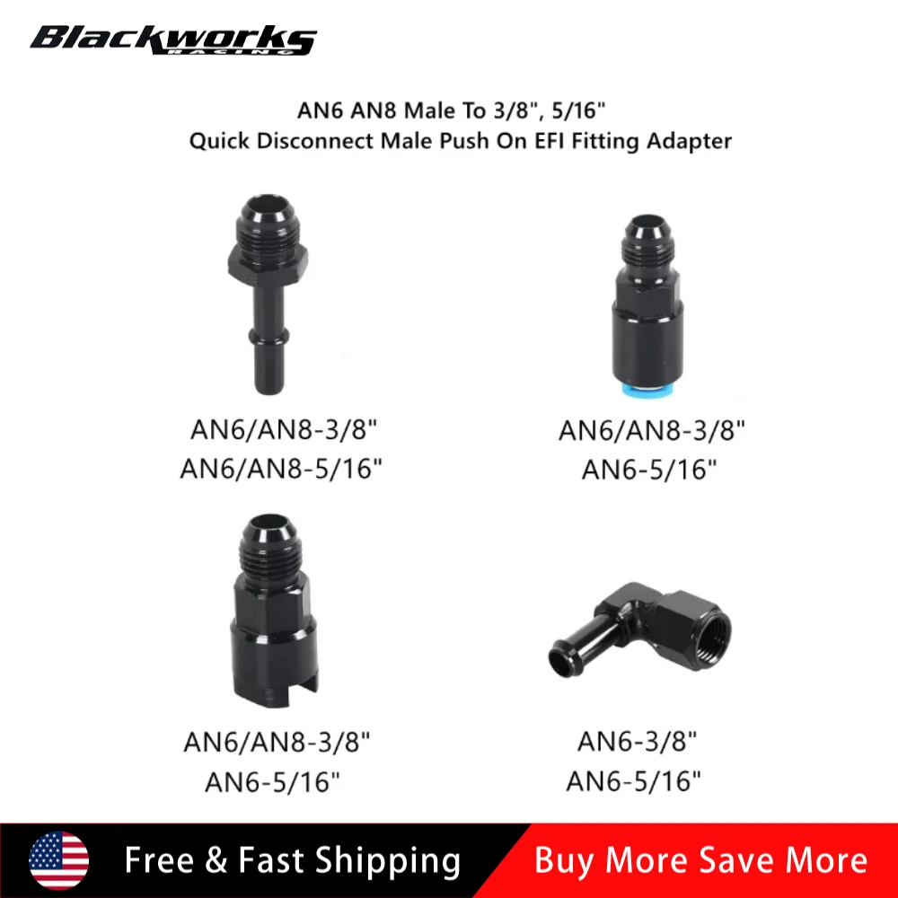 

Быстроразъемное соединение 6AN AN6 «папа» на 3/8", 5/16 "AN8 8AN Быстроразъемный штекерный адаптер для фитинга EFI, алюминий, черный