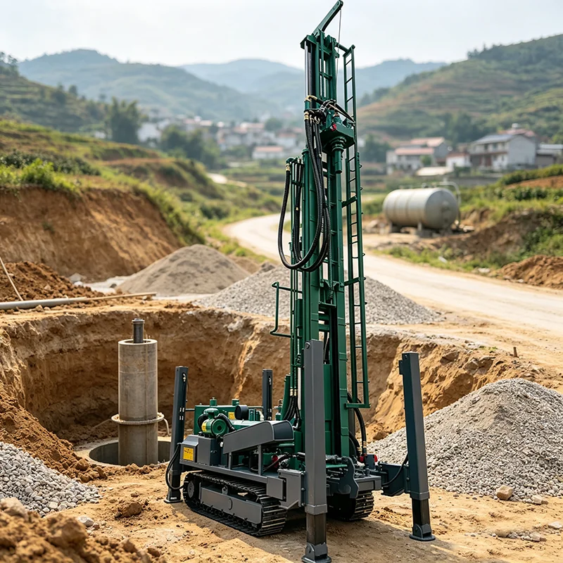 400m Deep Crawler DTH Water Well Drilling Rig High Pressure Pneumatic Rock Drilling Rig for Geothermal Well