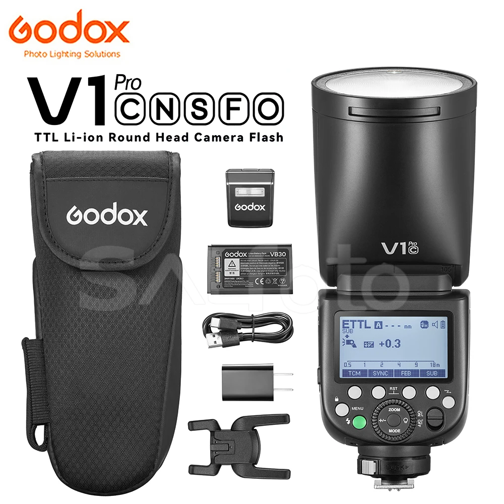 Godox V1Pro with Sub Flash SU-1 TTL Li-ion Round Head Camera Flash V1 Pro 2.4G HSS Speedlite for Canon Nikon Sony Fuji Olympus