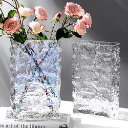 Finnish Glacier Vase Nordic Simple Transparent Glass Flower Hydroponic Decoration Flower Light Luxury Table Flower Arrangement