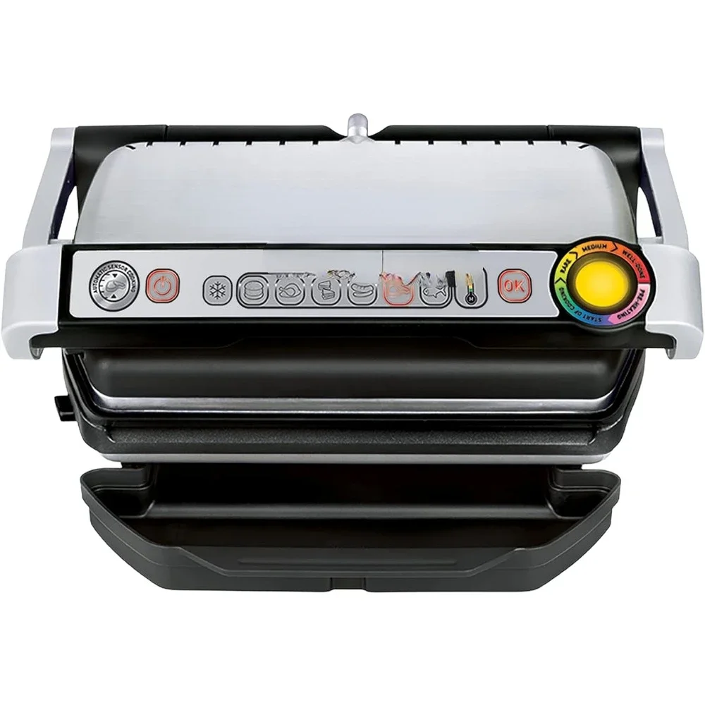 Steel Electric Grill 4 Servings 6 Intelligent Automatic Cooking Modes 1800 Watts