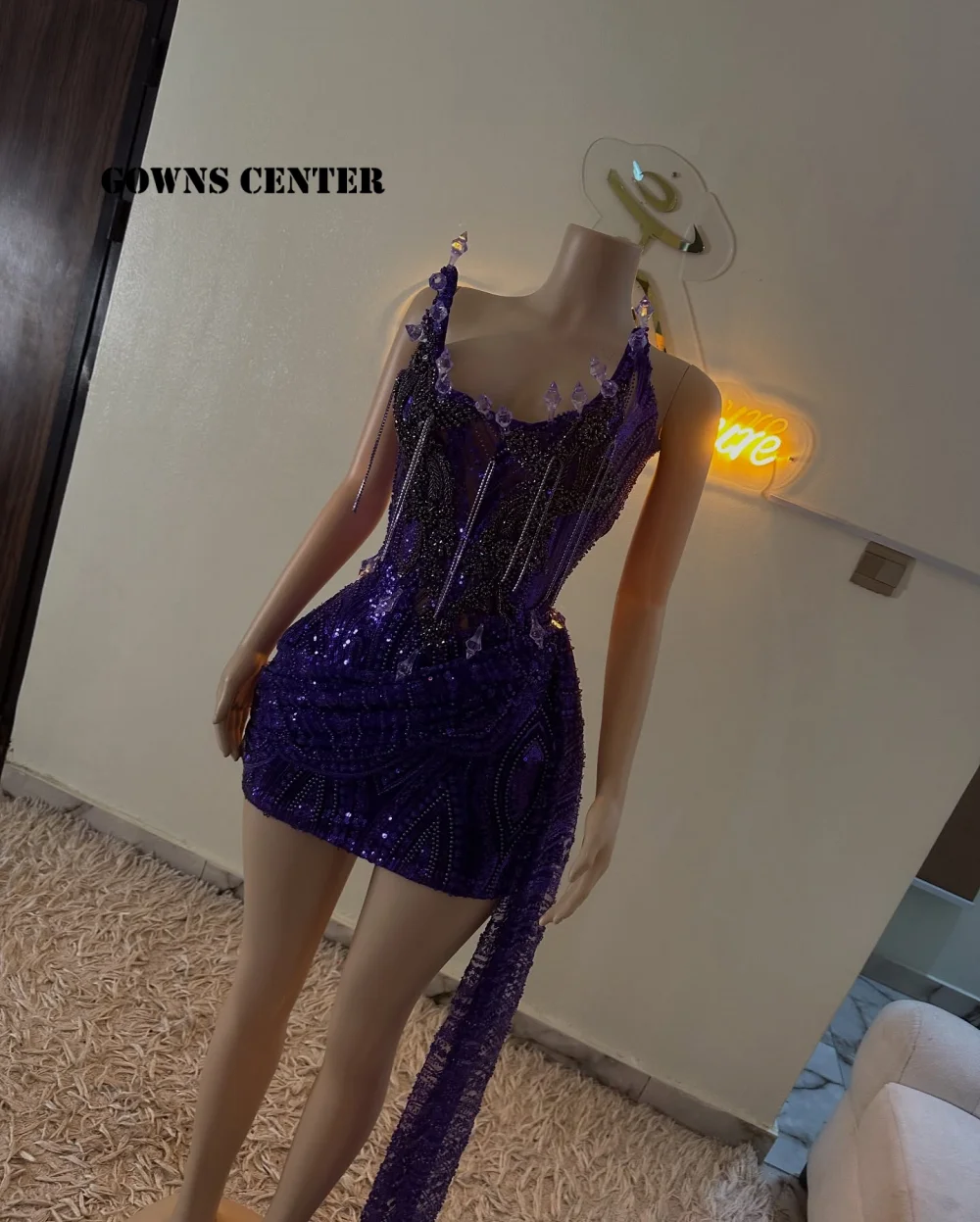 

Фиолетовые платья для выпускного вечера на день рождения без бретелек, роскошное платье для выпускного вечера со стразами и бисером для черных девочек, мини-коктейльное платье по индивидуальному заказу