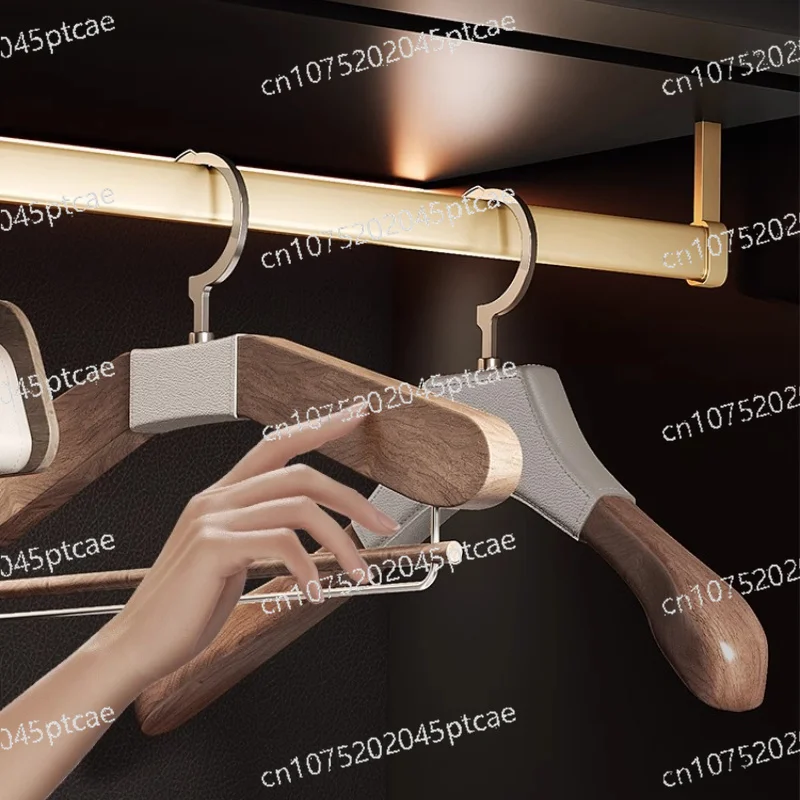 For Wardrobe Premium Clothes RackSolid Wood & Leather Hangers Anti-slip Wide Shoulder Closet Organizers Luxury Coat Hangers