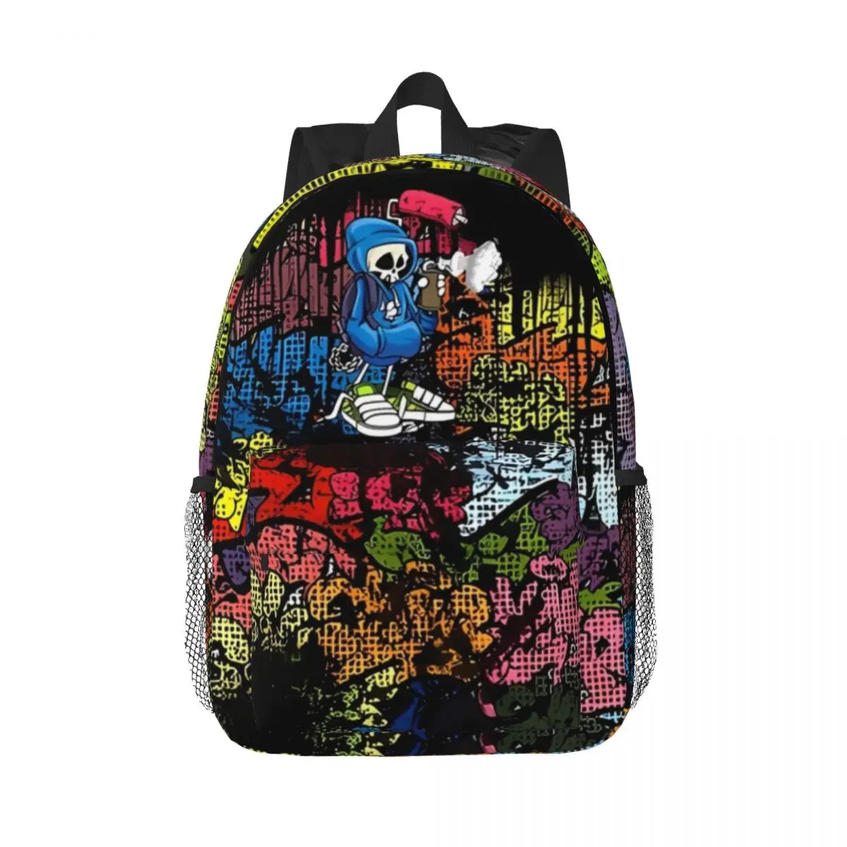 

Graffiti Skeleton New Fashion High Capacity Waterproof College Backpack Trendy Laptop Travel Book Bag 15inch