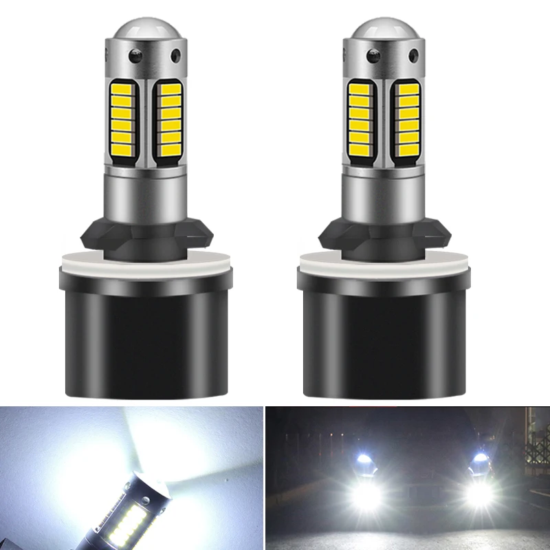 2pcs H27W/1 12V H27W1 880 H27 PG13 Led Moto Fog Lamp White 6000K Headlight Canbus Light No Adapter Required Car Turbo Diode Bulb