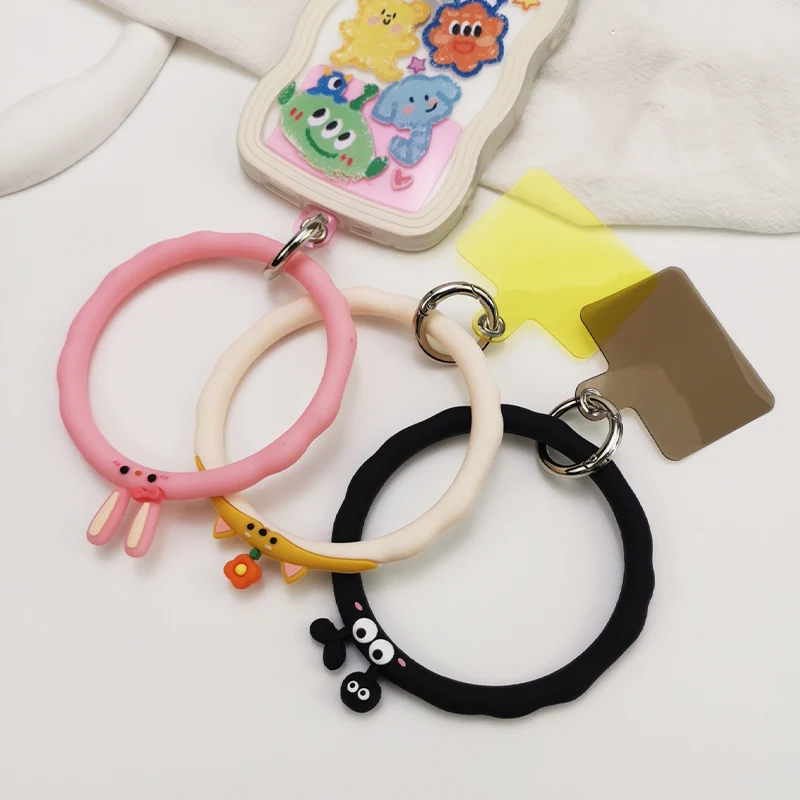 

Женский шнурок, Силиконовый круглый браслет, мультяшный милый кулон, бусины, подвеска, универсальный браслет для телефона с защитой от потери, брелок для ключей