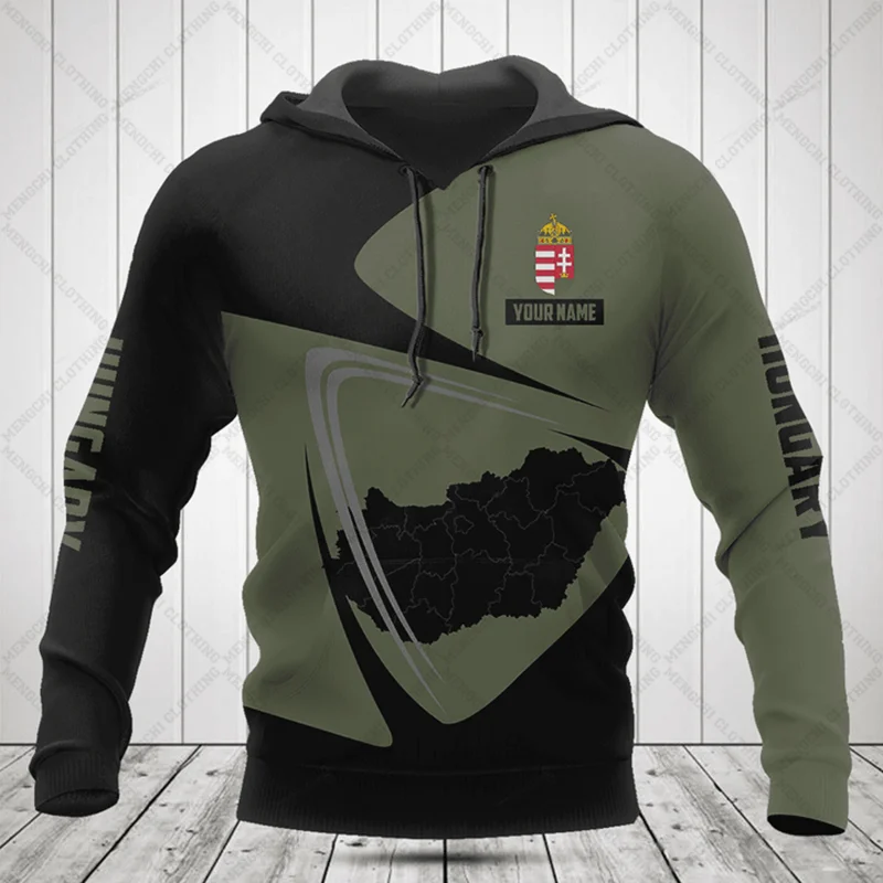 

Custom Name Hungary Map Olive Unisex Hoodies Loose Sweatshirts Autumn and Winter Casual Tops Clothing Oversized Streetwear