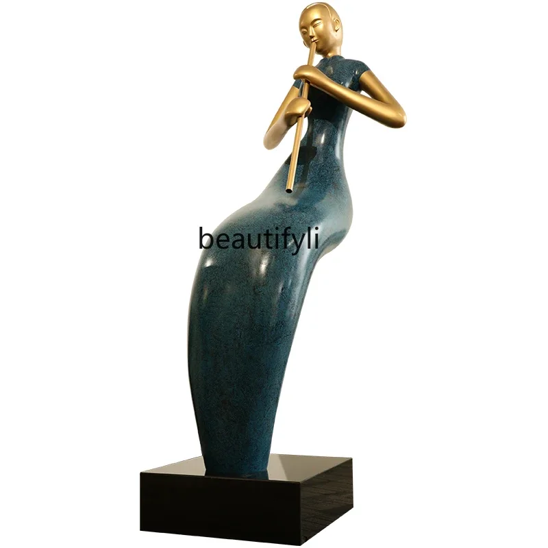 

Welcome figure sculpture, sales office hall decoration, classical musical instrument, large floor-standing ornament