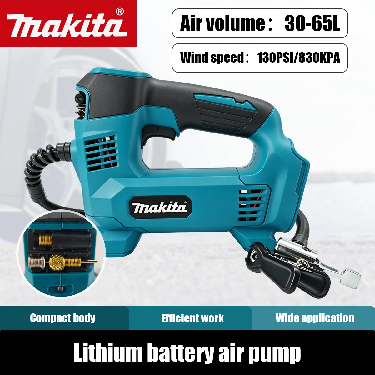 

Makita 18V 180PSI 830KPA Mini Air Compressor Heavy Duty Tire Inflator with LED Light Car Electric Air Pump Auto Inflatable Pump