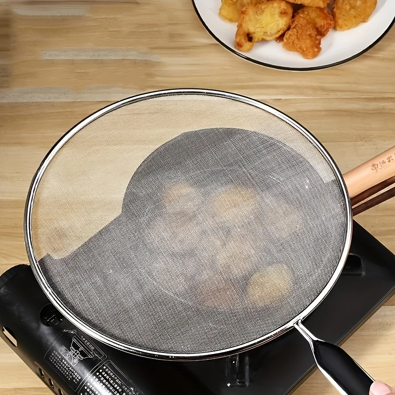 Stainless Steel Splatter Screen Oil Splash Guard Mesh Cover for Frying Pan Kitchen Cooking Heat-Resistant Easy toClean Safe Tool