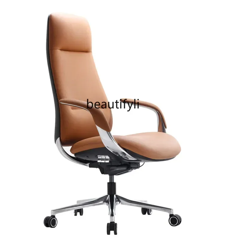 Y Light luxury leather boss office desk chair sedentary comfortable computer chair home engineering seat stool