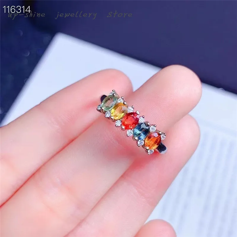 

New 925 Silver Inlaid Natural Candy Color Sapphire Women's Ring, Seiko Crafted, Light Luxury Jewelry, Customizable