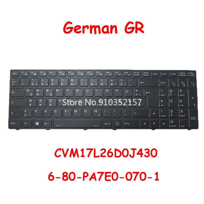 Colourful Backlit GR Keyboard For CLEVO CVM17L26D0J430 6-80-PA7E0-070-1 CVM17L26D0J43001 6-80-PA7E0-07A-1 German GR LED PER KEY