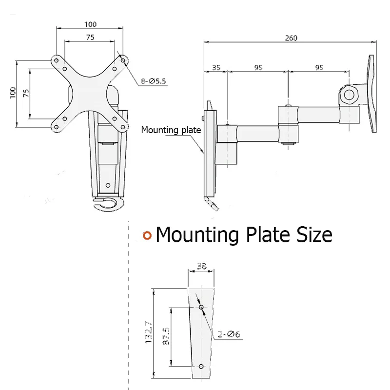 RVs TV Wall Mount Lockable Full Motion Caravan RV Designed Specifically For Single Arm Tilting And Swiveling 42 Inches Max 33 Lb