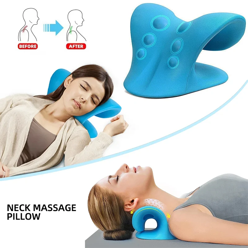 Neck Shoulder Stretcher Relaxer Cervical Traction Device Hump Corrector Cervical Spine Alignment Chiropractic Pillow Pain Relief