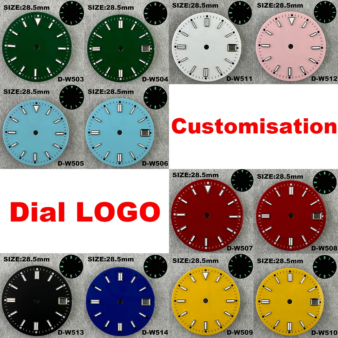 

New 28.5mm dial Diamond dial Green NH35 watch accessories Suitable for NH35 NH36 movement Customised LOGO available