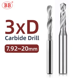 BB 7.92-20mm Vhm Boor Ongecoat PRO Bit Aluminium Gat Boren 3xD Snijden Externe Koeling CNC tool BF2055