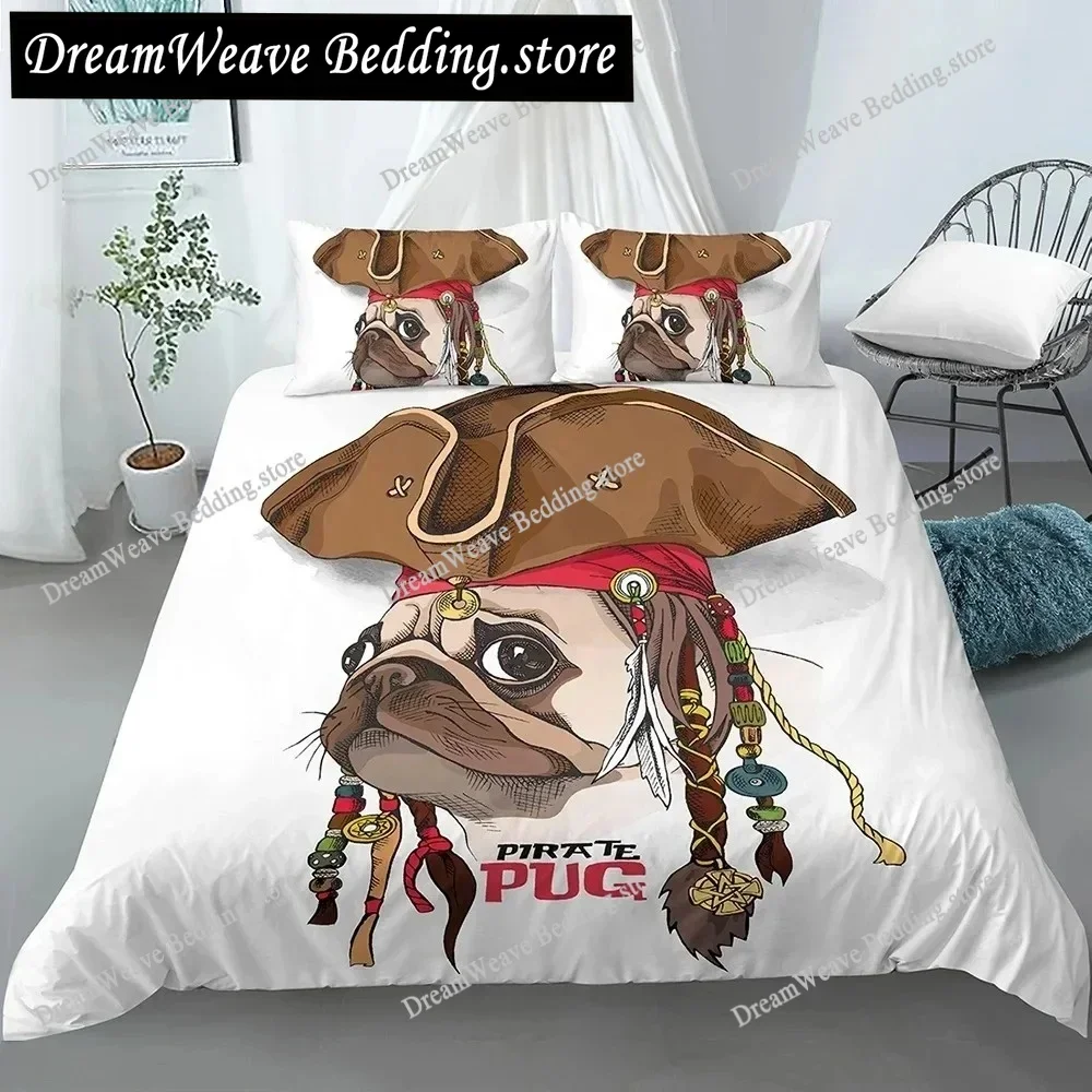 Cartoon Dog Duvet Cover King Queen Funny Pet Puppy Head Printed Bedding Set for Kids Teens Adults Animals Polyester Quilt Cover