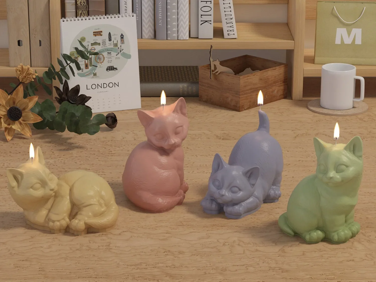 3d Kitten Candle Resin Mold DIY Kitten Candlestick Ornament Gips Mold Crafts Home Decoration