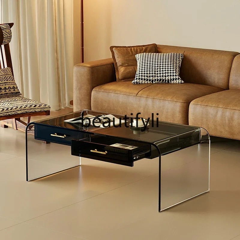 

Modern light luxury double-layer coffee table living room home minimalist acrylic small table