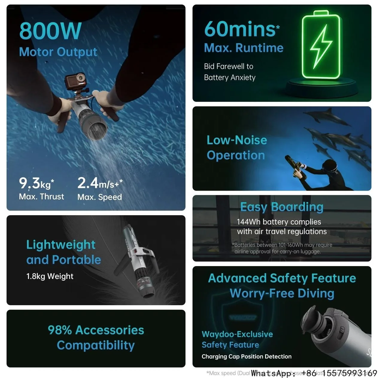 New Arrival Waydoo Subnado 800W Underwater Scooter Plus 60 Minutes Running Time 144Wh Sea Scooter Christmas Gifts