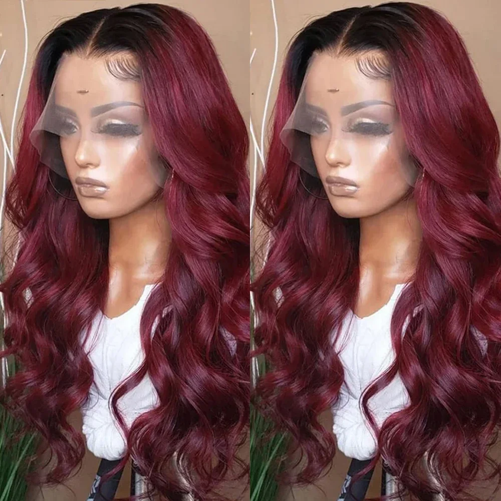 

99J Burgundy 13x6 Lace Front Wig Human Hair Body Wave HD Lace Frontal Wigs Human Hair Pre Plucked 250 Density Wig For Women