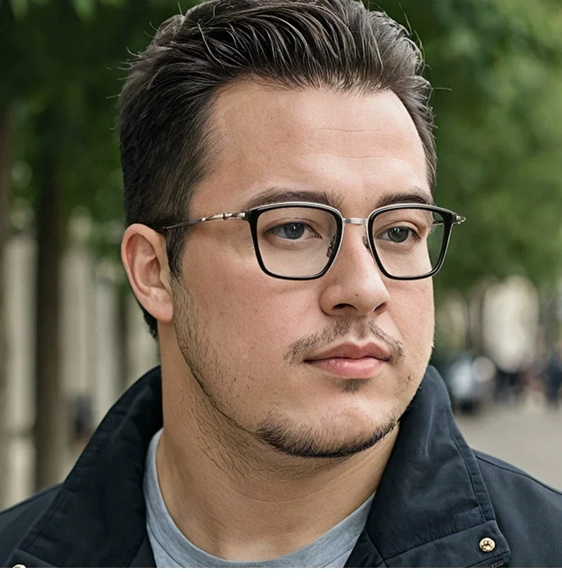 EYELUYAN 155mm Größe Breites Gesicht Brillengestell Männer Acetat Titan Fashion Square Vollrand Optische Brillengestell – Detail 1