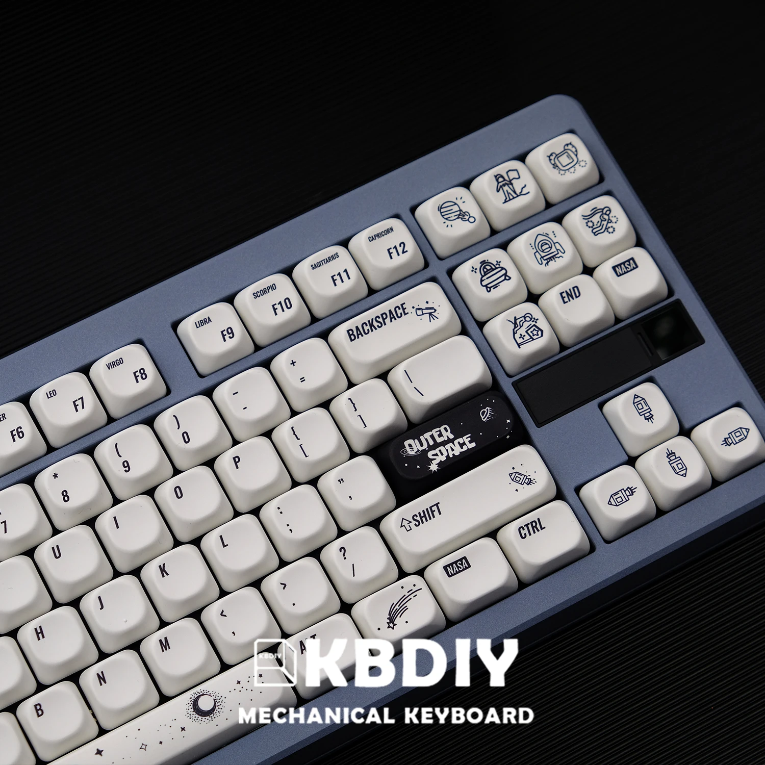 Imagem -04 - Kbdiy-pbt Koa Caps de Teclado Mecânico 135 Teclas Caps Espaço Sideral Teclas para Jogo Interruptores mx Brancos 7u Iso Bonito Faça Você Mesmo Personalizado