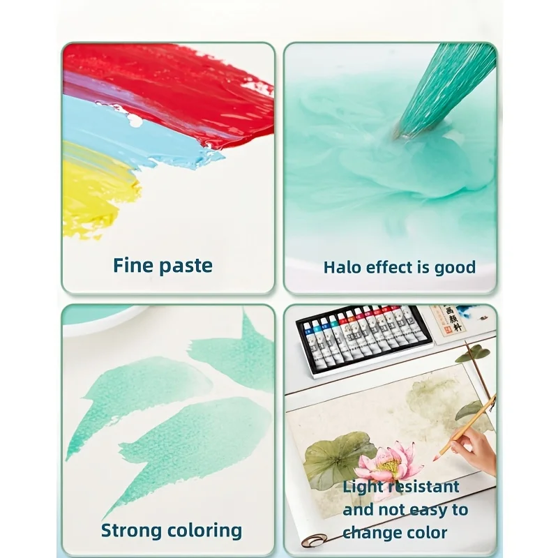 Chinesisches Malpigment-Set mit 7/12 Farben, 6 ml / 0,2 Unzen, geeignet für traditionelle chinesische Malerei, Kalligraphie und Profi-Malerei. – Detail 11
