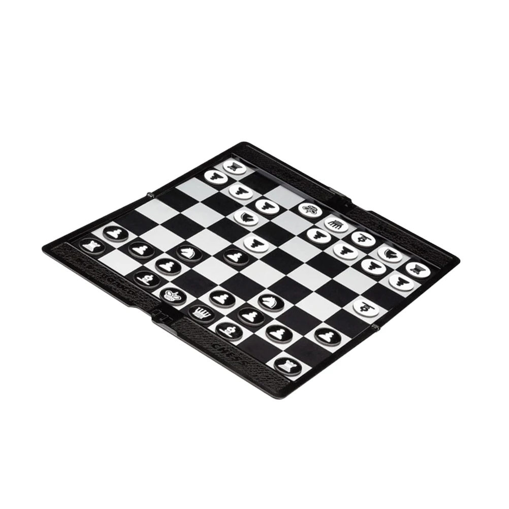 

1 Set Foldable Draughts Magnetic Chess Checkers Creative Educational Playthings Funny Synthetic Leather Clipboard Chess Traning