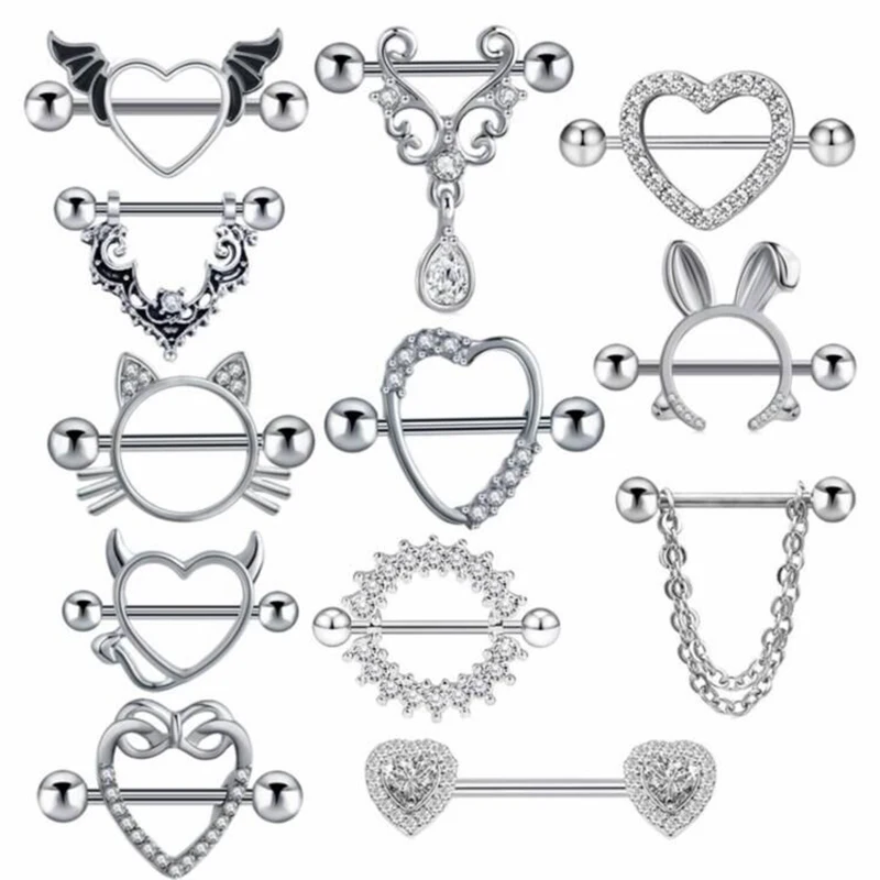 

Wholesales Women nipple rings mix style color 14g fashion nipple piercing jewelry for girl sexy nipple barbell stud bar by rando